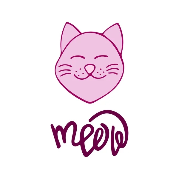 Uroczy Kot Z Napisem Rysunek Grafika Wektorowa Naum100