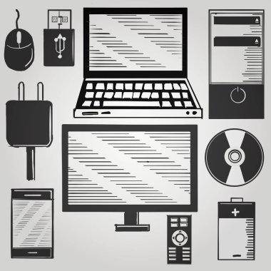 Elektronik ve bilgisayar aygıt el doodle çekti