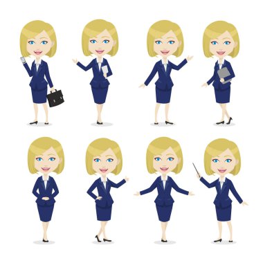 Chibi sarışın kadın karakter iş kadını