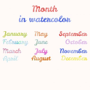 Ay içinde suluboya tarzı ile çizilmiş komut dosyası yazı tipi