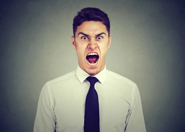 Mladý rozhněvaný obchodní muž křičí — Stock fotografie