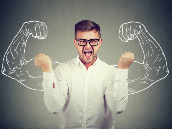 Furious man posing with strength — Stock Photo, Image