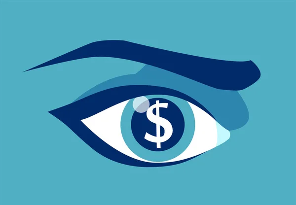 Hladový oko s znak dolaru v žáka. — Stockový vektor