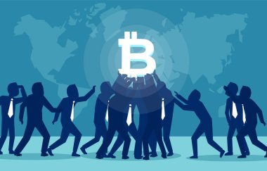 People craving for bitcoin currency  clipart