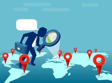 Büyüteç ile dünya keşfetmek işadamı