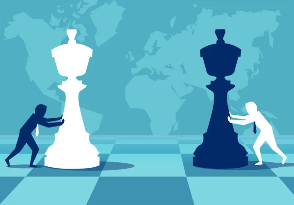 Gli uomini costruiscono una strategia giocando a scacchi — Vettoriale Stock