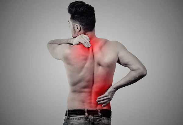 man with lower and upper back pain