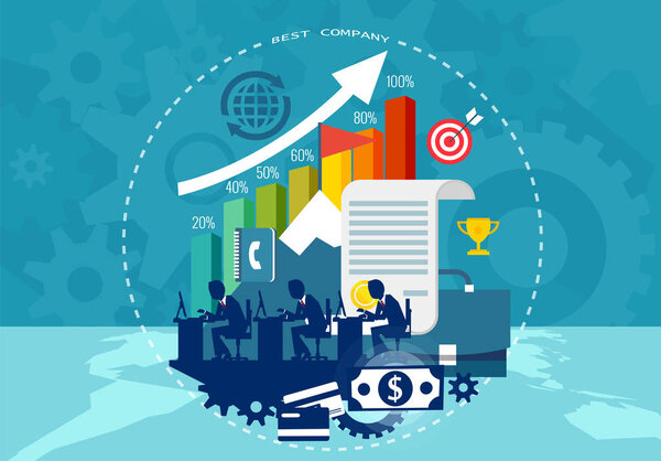 Концепция корпоративного успеха и командной работы. Векторная иллюстрация
 