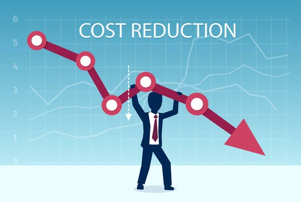 Vetor de um homem de negócios puxando para baixo uma seta do gráfico . —  Vetores de Stock