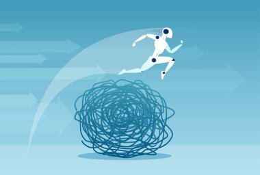 Karmaşık sorunların üstesinden gelen bir robotun vektörü 