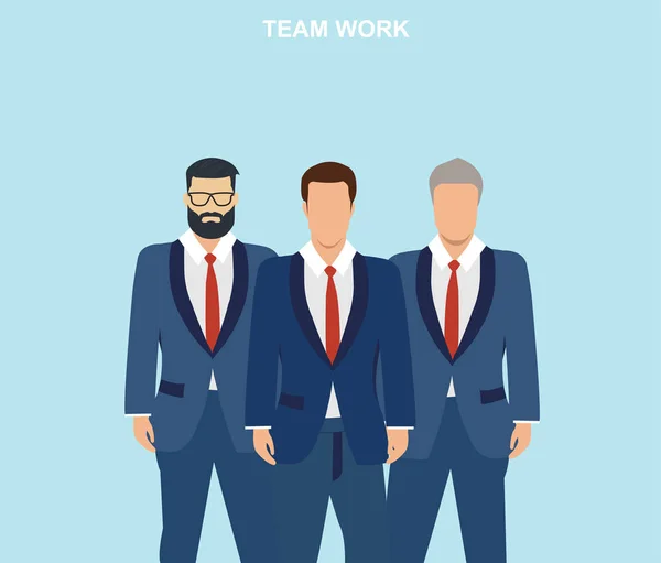 Vektor eines Unternehmerteams auf blauem Hintergrund — Stockvektor