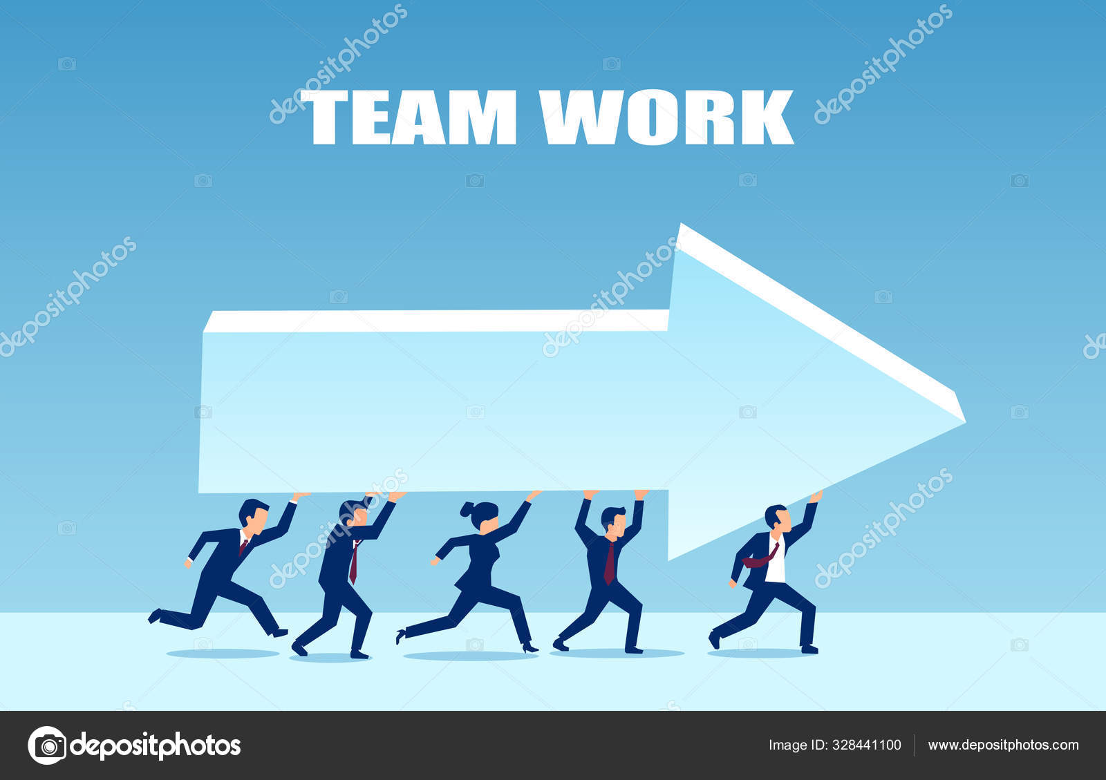 Vector of a team of businesspeople running together and carrying an ...