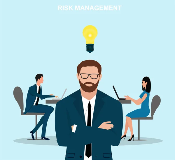 Vector of a business man, risk management specialist — Stock Vector