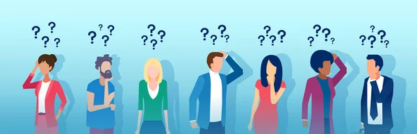 Vector of thoughtful people men and women thinking having questions — 스톡 벡터