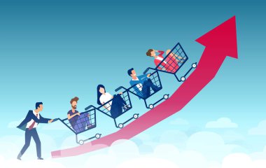 Bir işadamının vektörü tüketiciyi harcamaya zorluyor