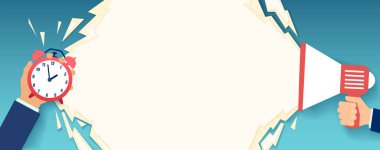 Çalan çalar saatin taşıyıcısı ve megafon iki iş adamının elinde.. 