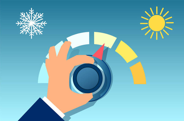 Vector of a hand rotating the thermostat