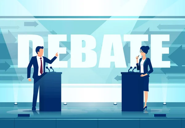 Vector of a two political leaders having an open debate — Stock Vector