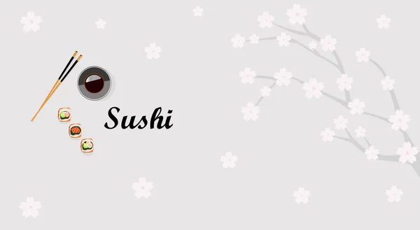 Diseño Vectorial Pancarta Invitación Del Restaurante Sushi — Archivo Imágenes Vectoriales