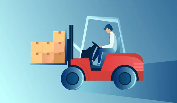 Taşıma Hizmeti Için Kutuları Yükleyen Forklift Taşıyıcısı — Stok Vektör