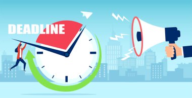 Bir iş kadınının vektörü, bir patronun baskısı altında teslim tarihi ile mücadele ediyor. 