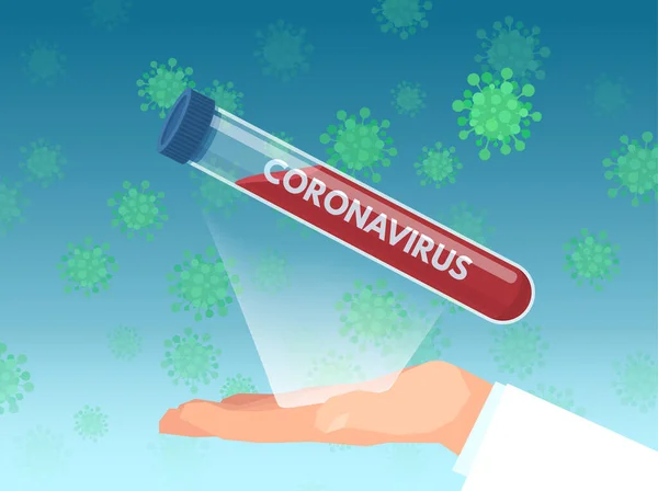Vektor Einer Krankenschwester Oder Eines Arztes Reagenzglas Mit Coronavirus Blutprobe — Stockvektor
