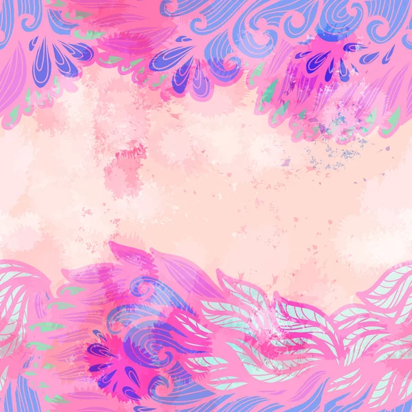 手描きグラデーション紫とピンクの花の招待カード — ストックベクタ