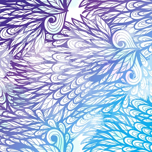 手描きグラデーションの紫と青花の招待カード — ストックベクタ