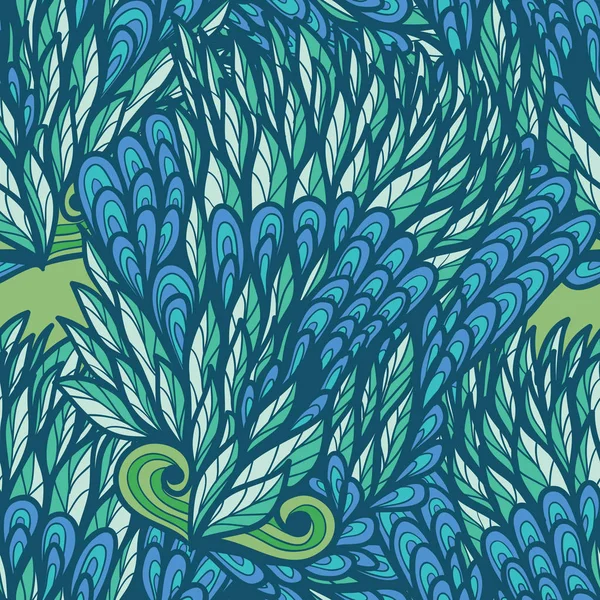 Patrón de garabato azul floral sin costuras — Vector de stock