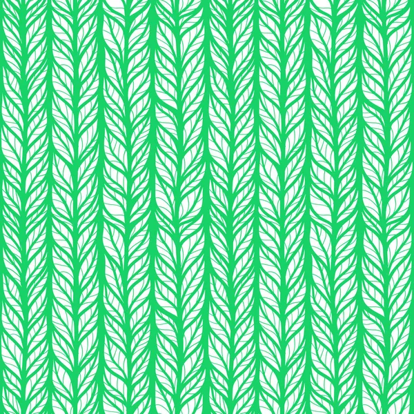 Motif vert sans couture avec des feuilles doodle stylisées dessinées à la main — Image vectorielle