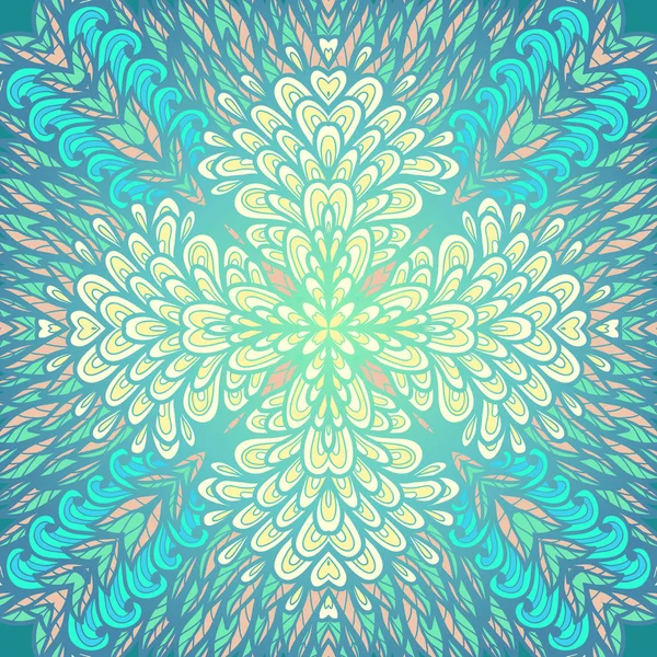 手描き下ろしエスニック花柄ブルー装飾的なパターン — ストックベクタ