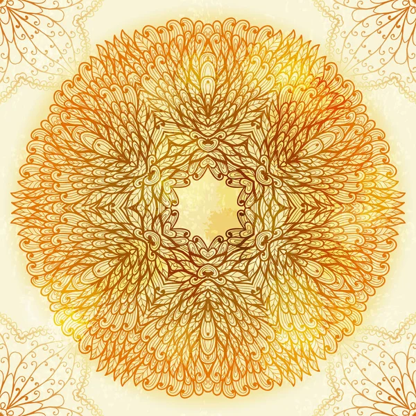 Ornamento étnico circular beige dibujado a mano — Archivo Imágenes Vectoriales