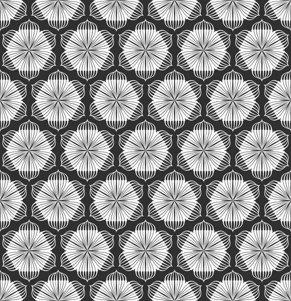 6 각형 꽃으로 완벽 한 기하학적 흑백 장식 — 스톡 벡터