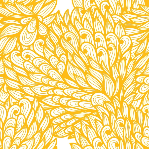 Naadloze floral zwart-wit oranje en witte doodle patroon — Stockvector