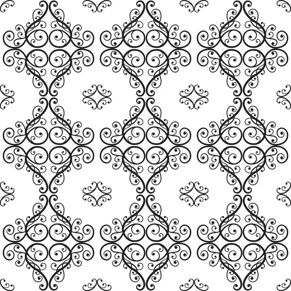 Semaless retro floral ornamento barroco preto e branco — Vetor de Stock