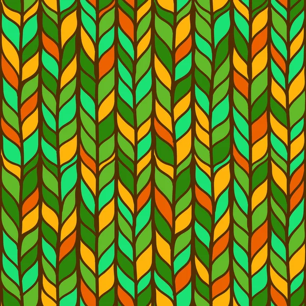 Motif coloré sans couture avec des feuilles doodle stylisées dessinées à la main — Image vectorielle