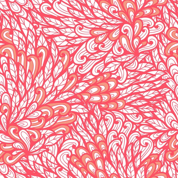 Seamless floral monochrome pink and white doodle pattern — Stock Vector