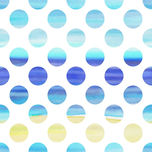 Modèle d'aquarelle bleu sans couture avec pois — Image vectorielle