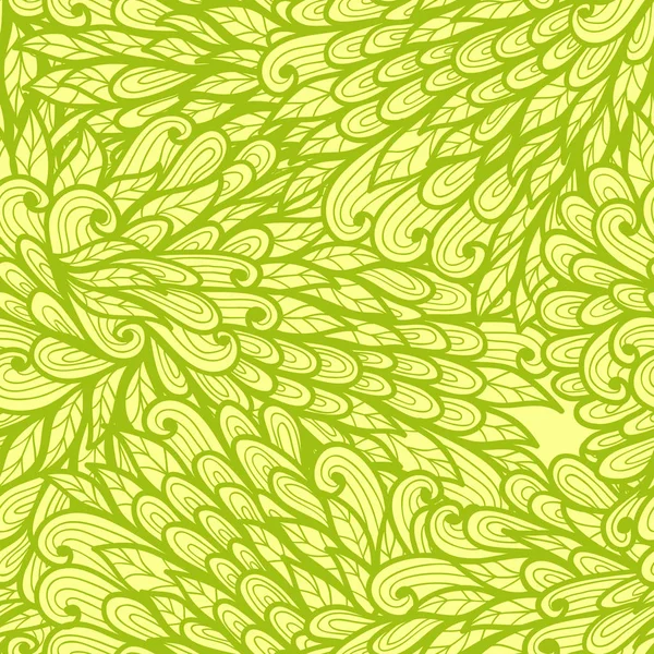 Padrão de doodle verde monocromático floral sem costura —  Vetores de Stock
