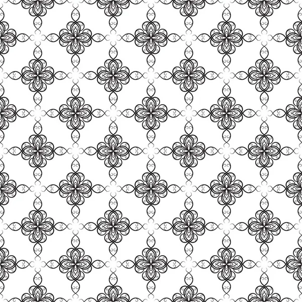 Ornamento sem costura retro floral barroco preto e branco — Vetor de Stock