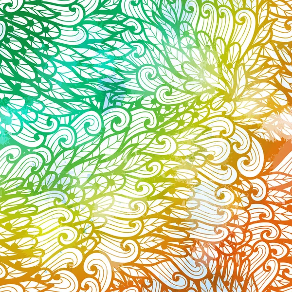 Ręcznie rysowane gradientu zielony i pomarańczowy kwiatowy zaproszenia karty desi — Wektor stockowy