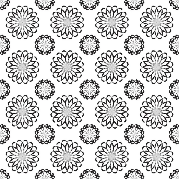 Ornamento sem costura retro floral barroco preto e branco — Vetor de Stock