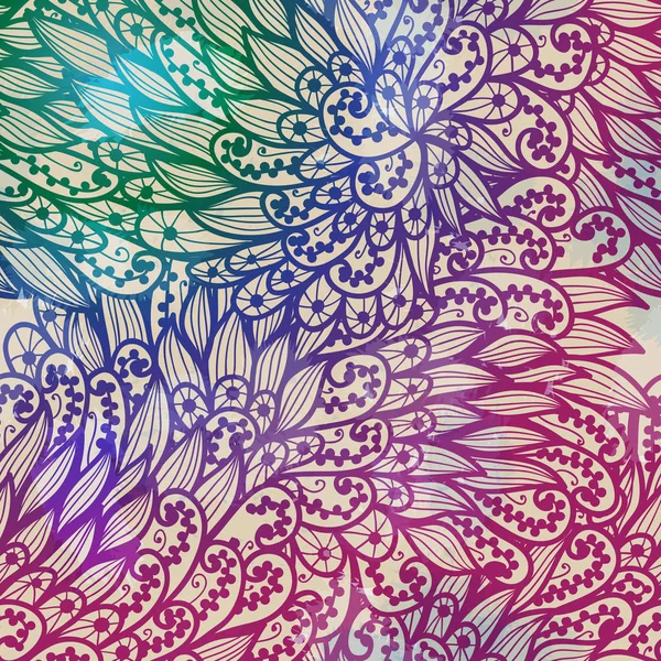 Hand getekend kleurovergang blauwe en roze bloemen uitnodiging kaart ontwerp — Stockvector