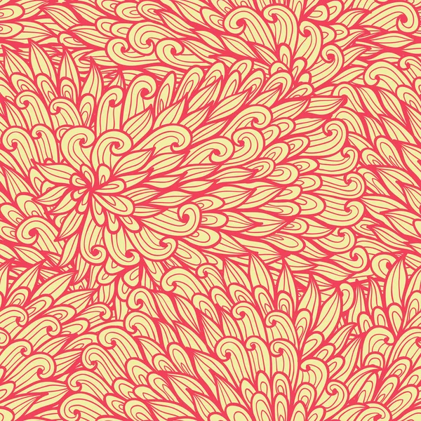 Nahtloses florales monochromes rosa und beiges Doodle-Muster — Stockvektor