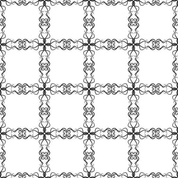 无缝复古花卉巴洛克式黑色和白色装饰 — 图库矢量图片