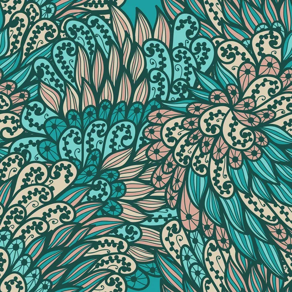 Naadloze floral roze en blauwe hand getrokken doodle patroon Rechtenvrije Stockillustraties