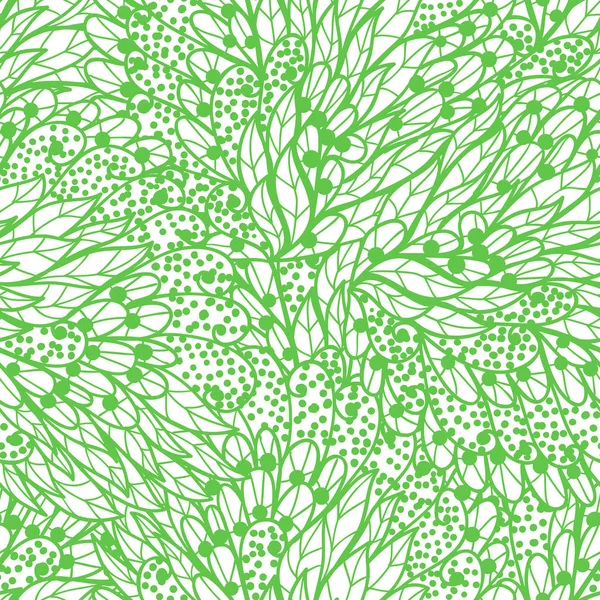 Безшовний квітковий монохромний зелений і білий каракулі візерунок — стоковий вектор