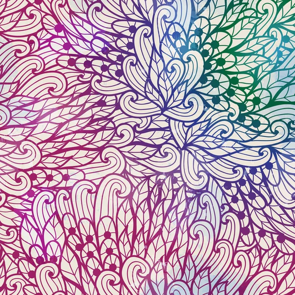 Design de cartão de convite floral azul e rosa gradiente desenhado à mão — Vetor de Stock