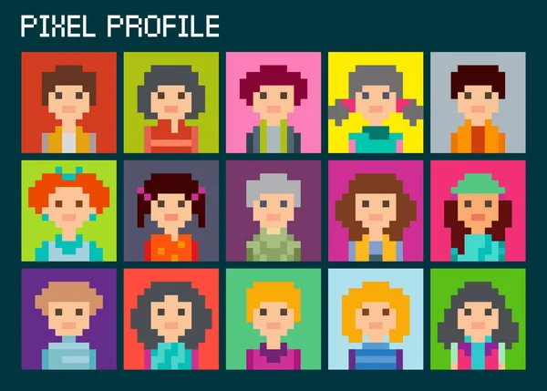 Square pixel avatars set