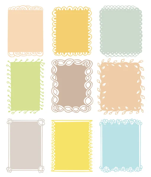 Conjunto de bordes de color garabato aislados sobre fondo blanco . — Archivo Imágenes Vectoriales